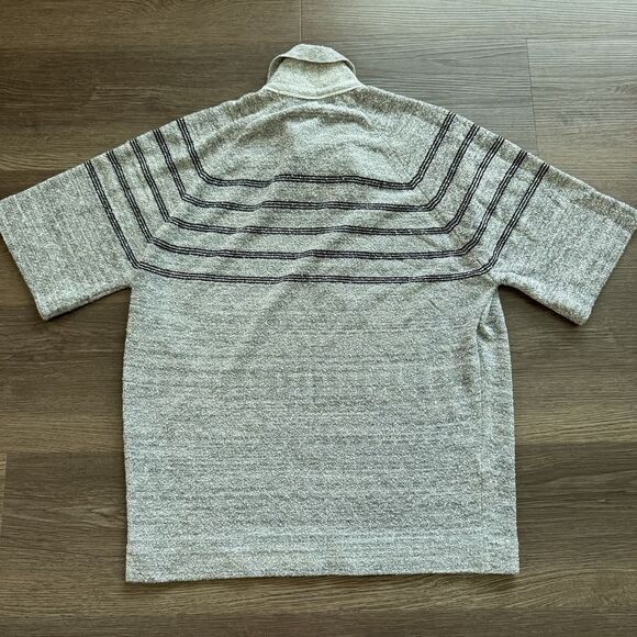 Vintage 70s Montgomery Ward Textured Knit Polo Shirt Grunge Surf Stripe M - Picture 7 of 7